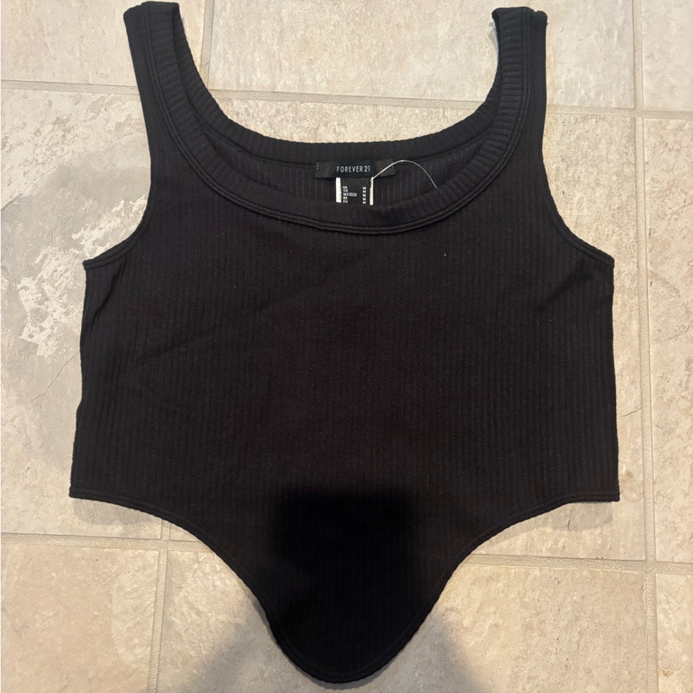 Forever 21 Black Ribbed crop top
